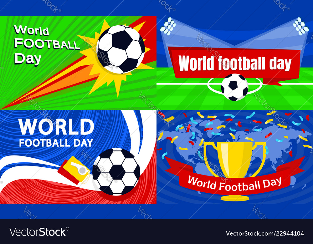 Football Day Banner Set Flat Style Royalty Free Vector Image
