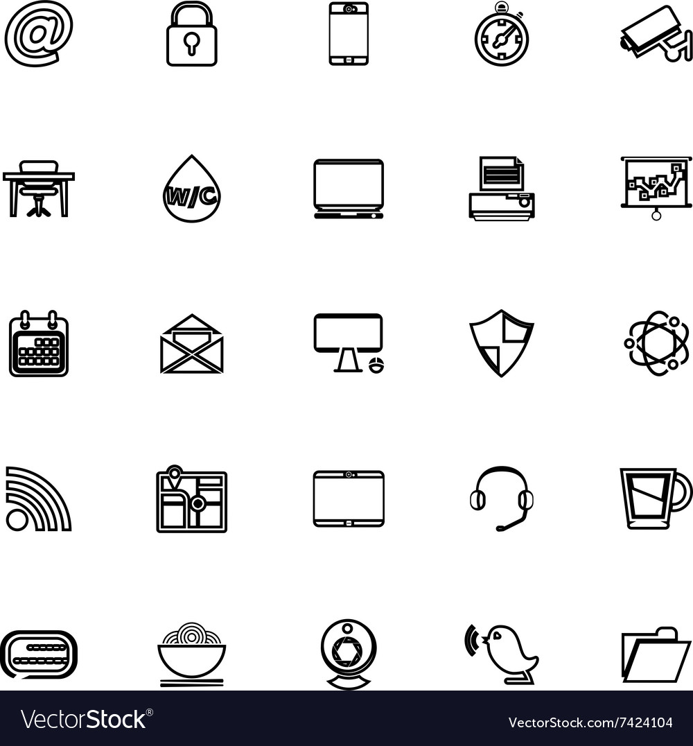 Internet cafe line icons on white background