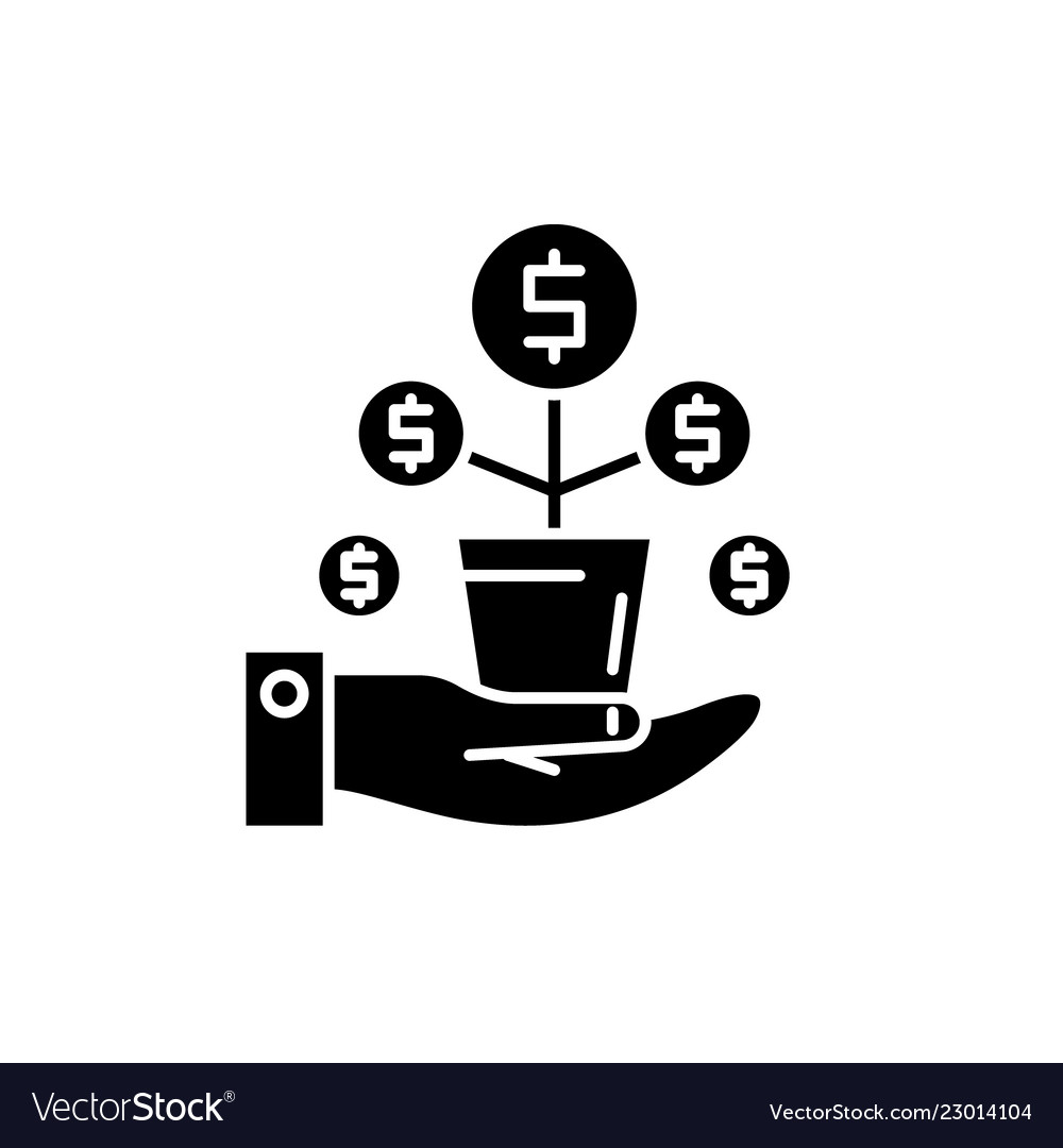 Money tree black icon sign on isolated