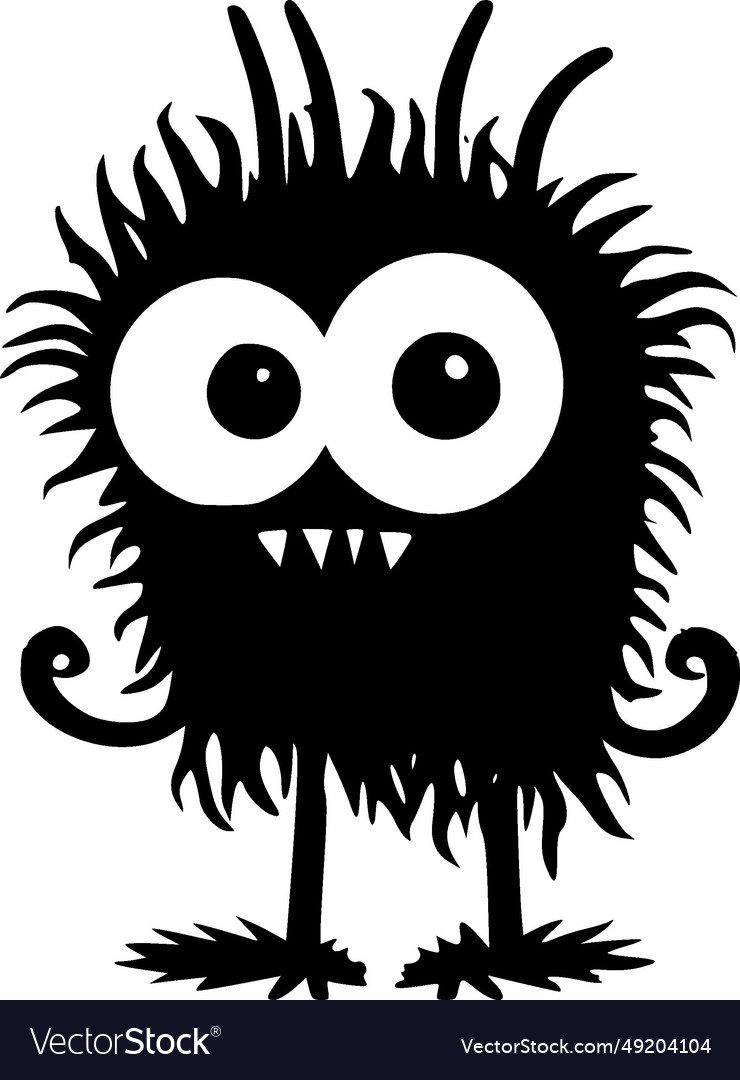 Monster - black and white Royalty Free Vector Image