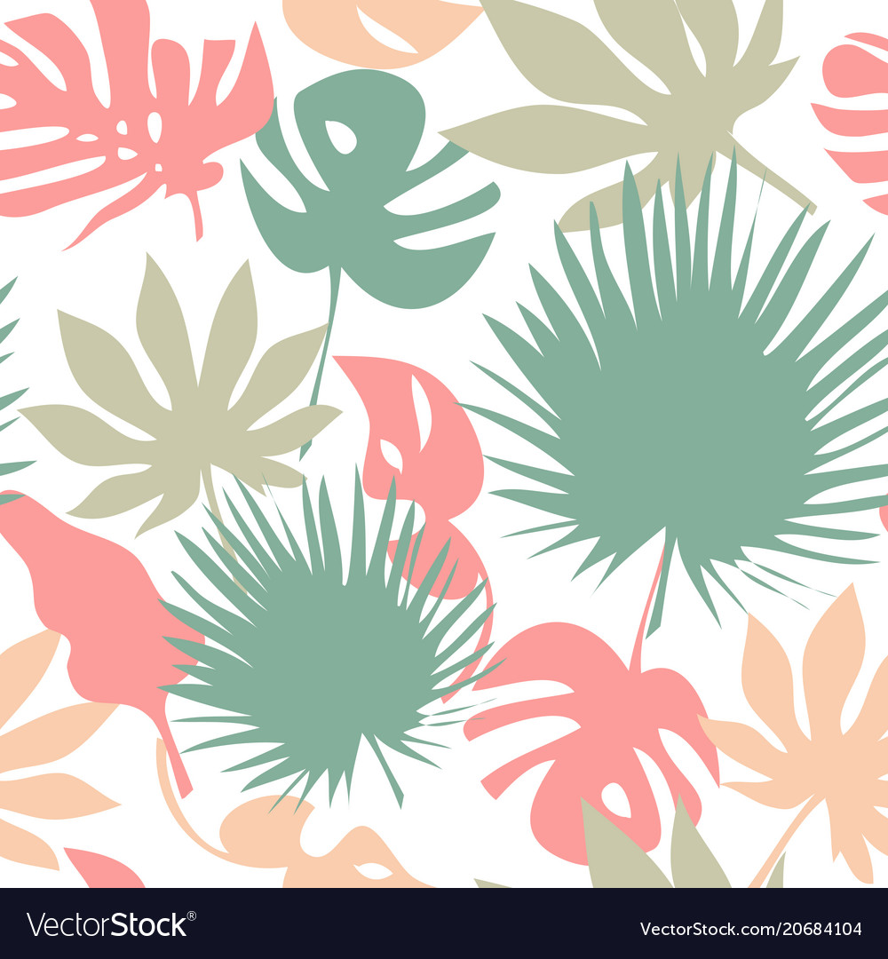 Seamless tropical leaves pattern Royalty Free Vector Image