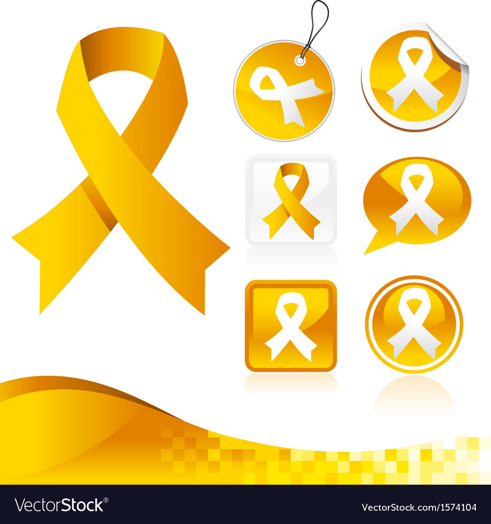 Yellow awareness ribbons kit Royalty Free Vector Image