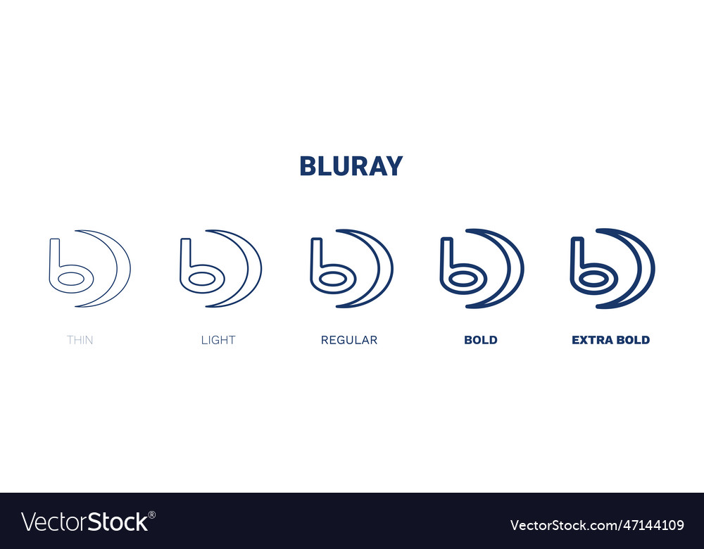 Bluray icon thin light regular bold black Vector Image