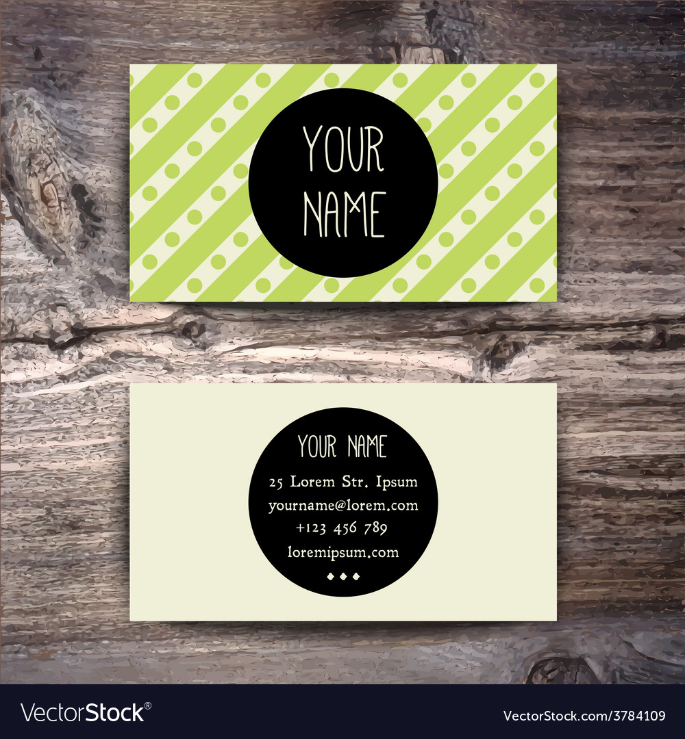 Business card template with creative retro pattern