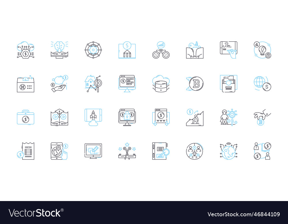 Business strategy linear icons set planning