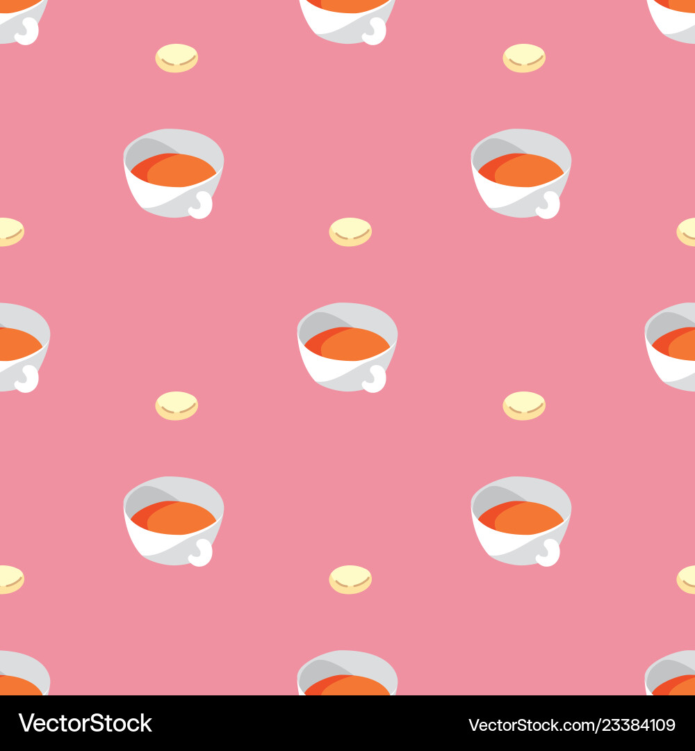 Cups with tea seamless pattern Royalty Free Vector Image