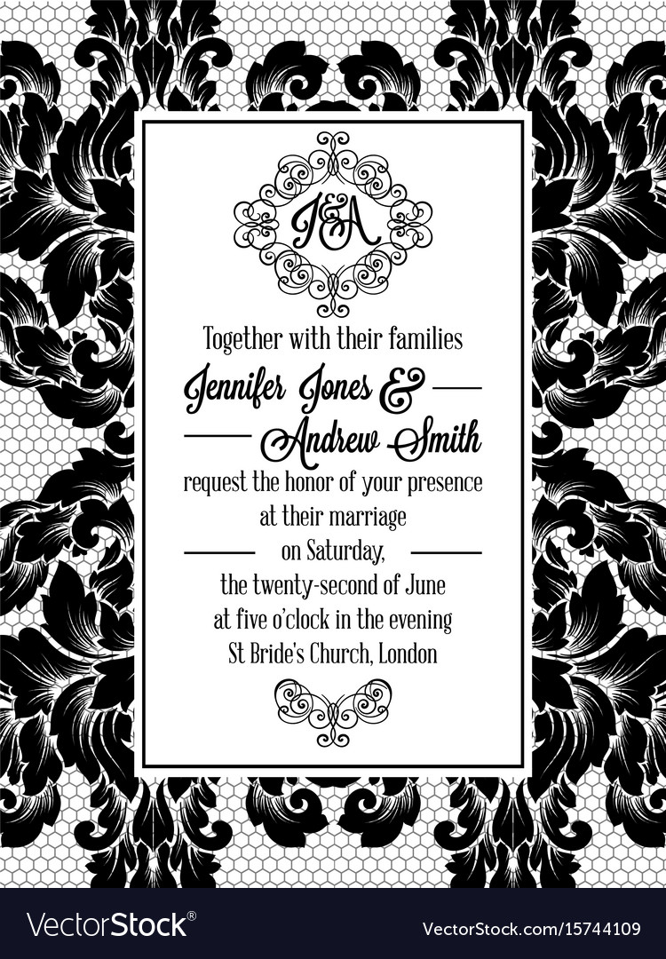 Damask pattern design for wedding invitation Vector Image