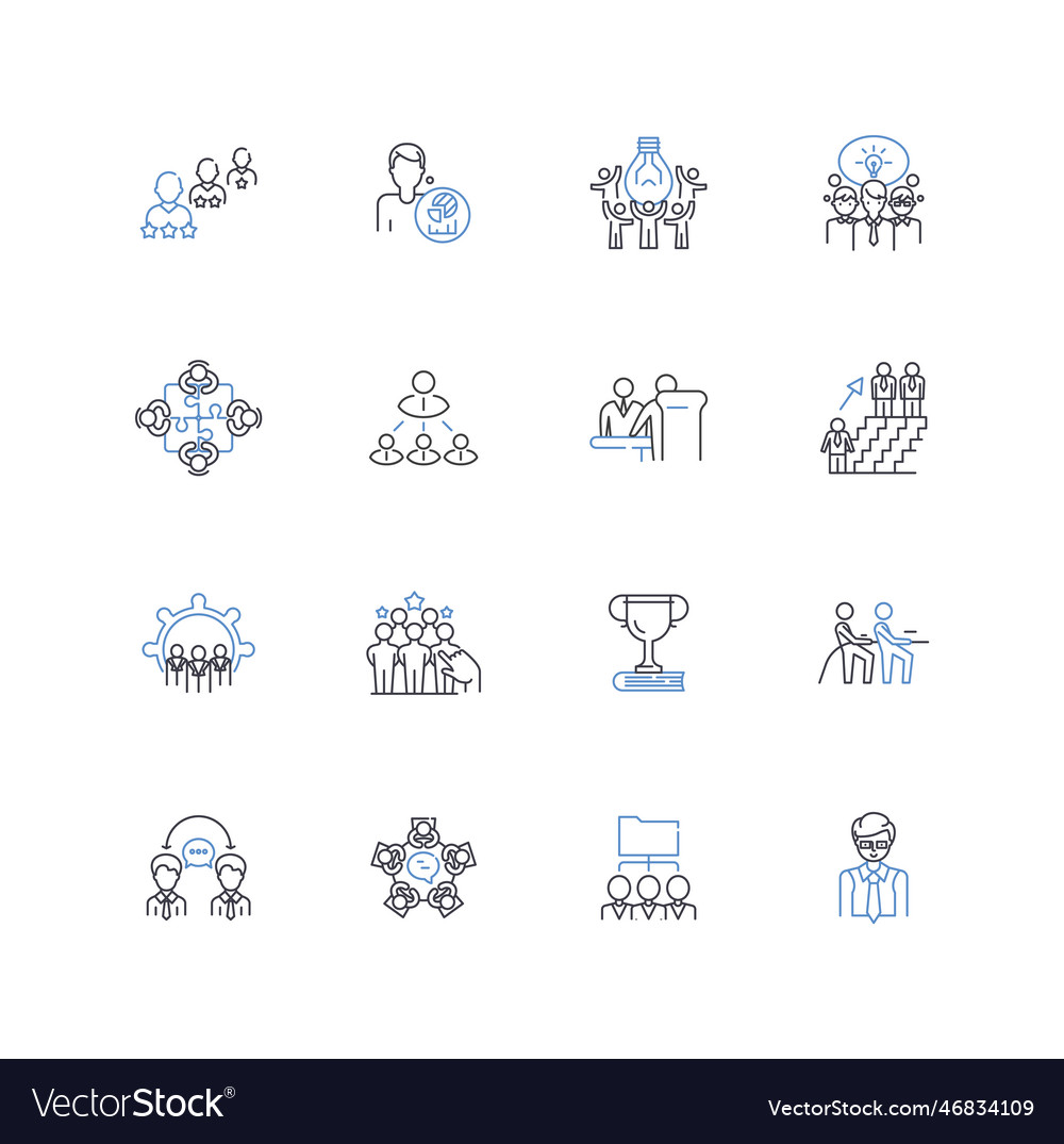 Development team line icons collection