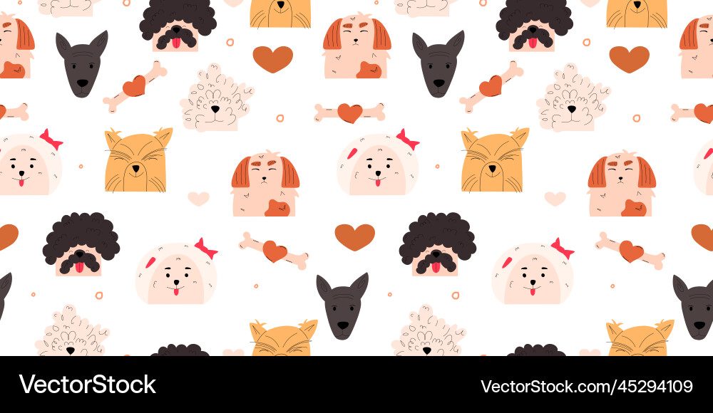 Dog emotion portrait seamless pattern cute Vector Image