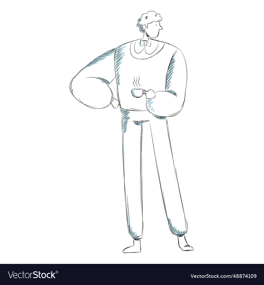 Hand drawn british man with cup