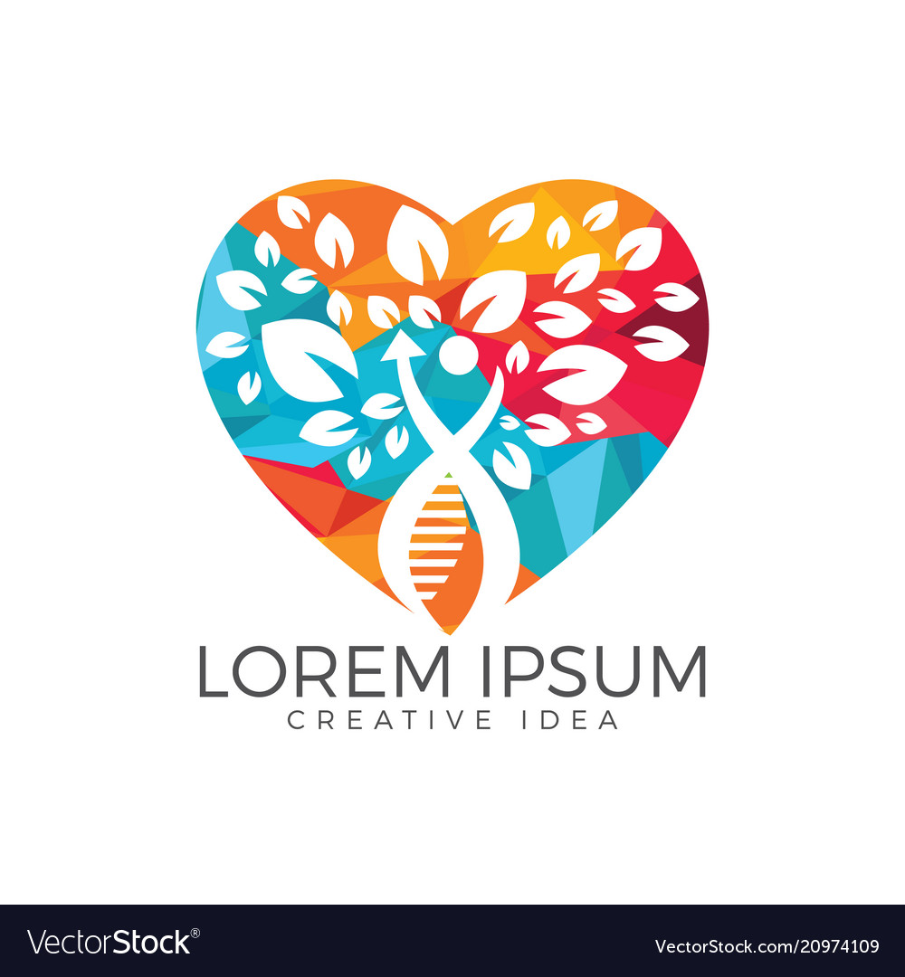 Human nature dna and genetic heart shape logo Vector Image