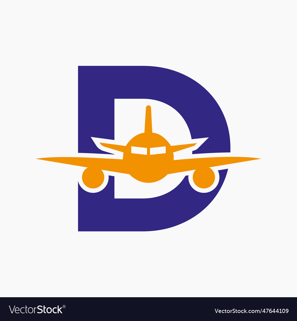 Initial letter d travel logo concept with flying