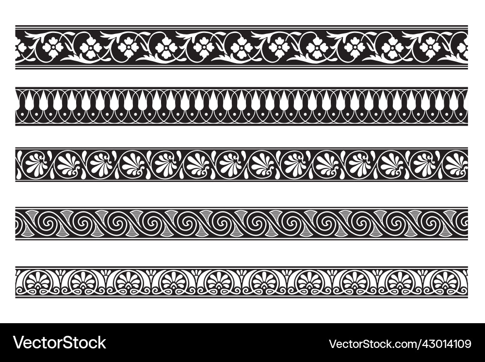 Set of decorative seamless ornamental border Vector Image