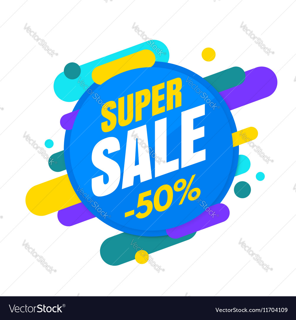 Super sale banner colorful and playful design Vector Image