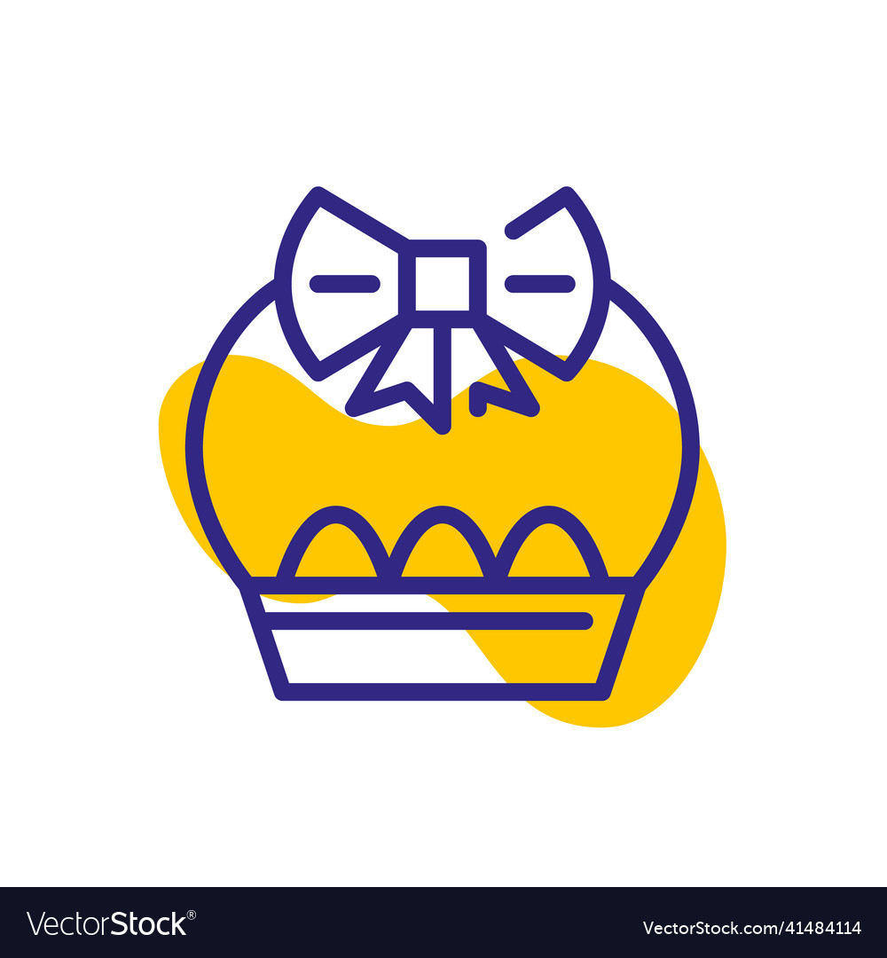 Easter eggs in a basket with ribbon pixel