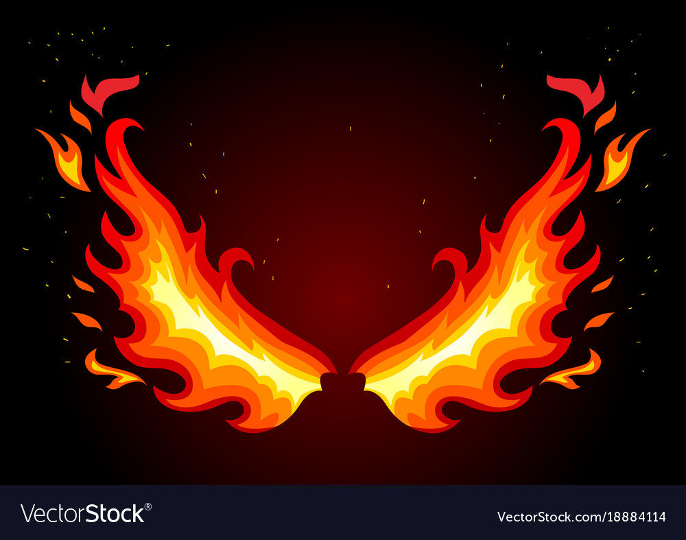 Fire Wings On Dark Background Royalty Free Vector Image