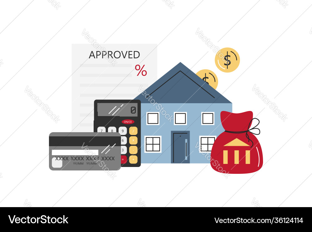 Flat mortgage concept with objects isolated Vector Image
