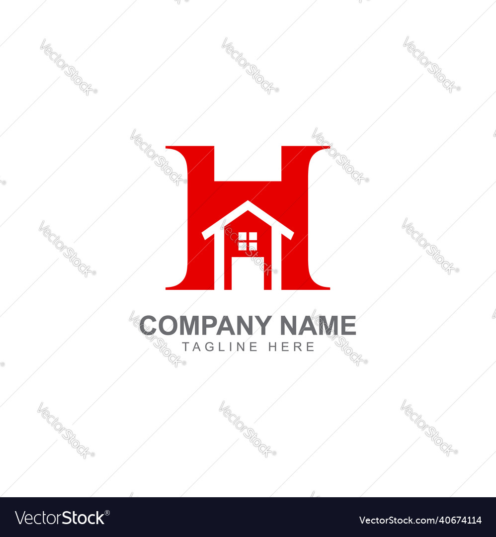 H text home realty company logo Royalty Free Vector Image