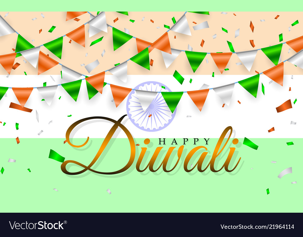Happy diwali indian flags garland india flag vector image Happy diwali indian flags garland india flag