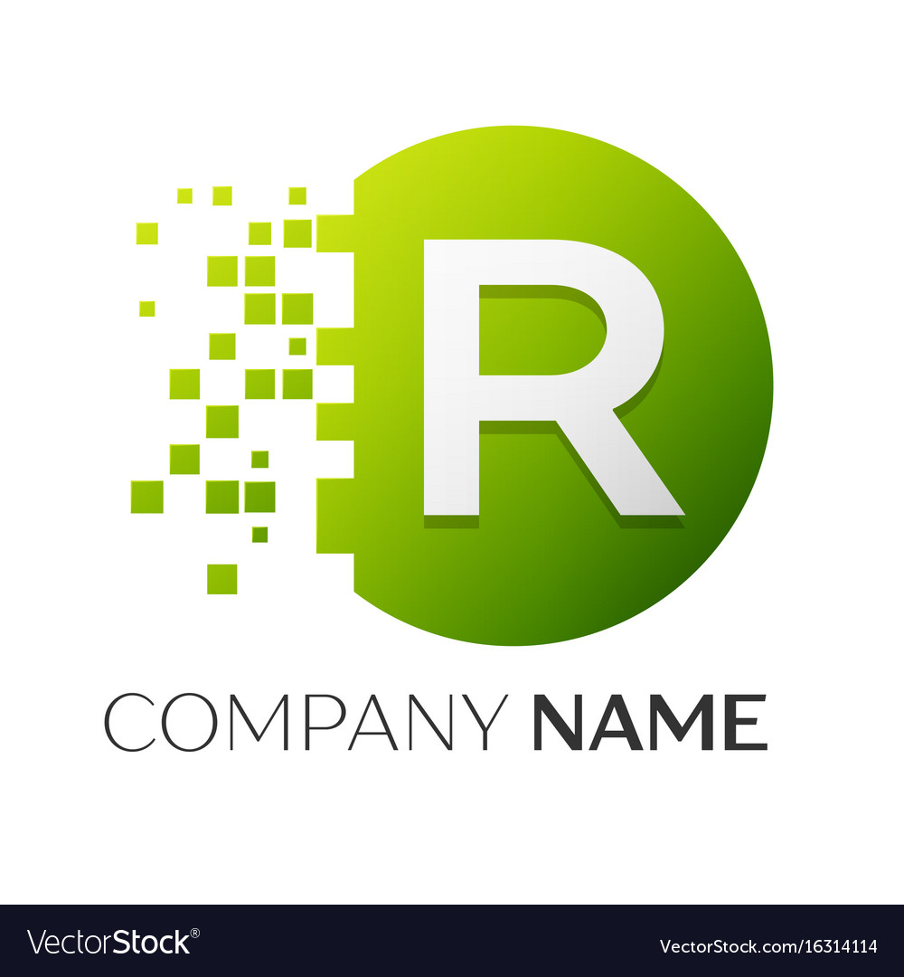 Letter r logo symbol in the colorful circle