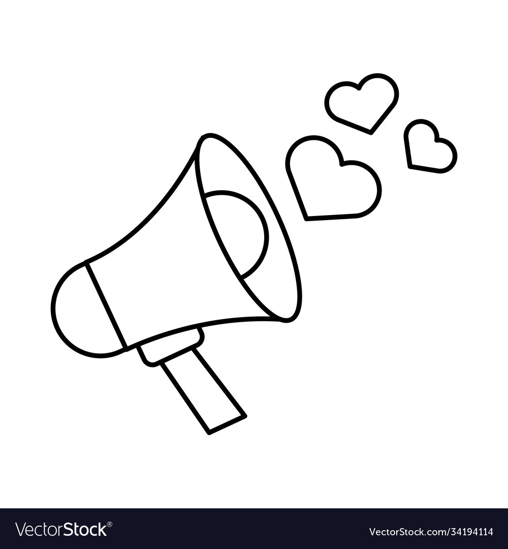 Megaphone with hearts love symbol line style icon