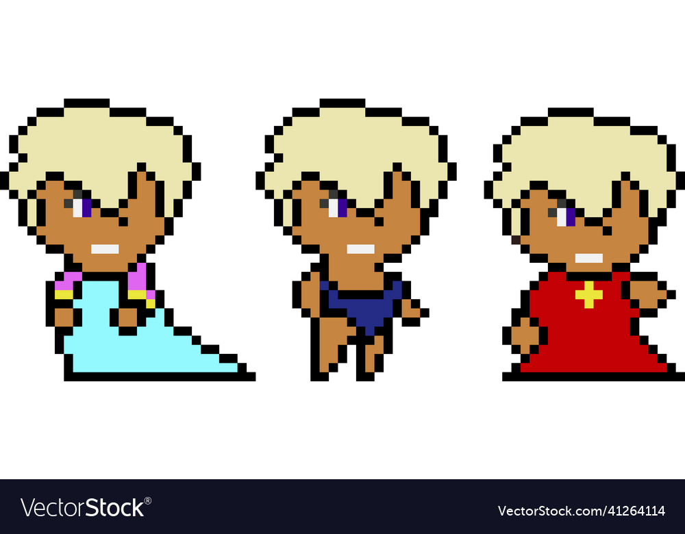 Set of pixel characters in art style