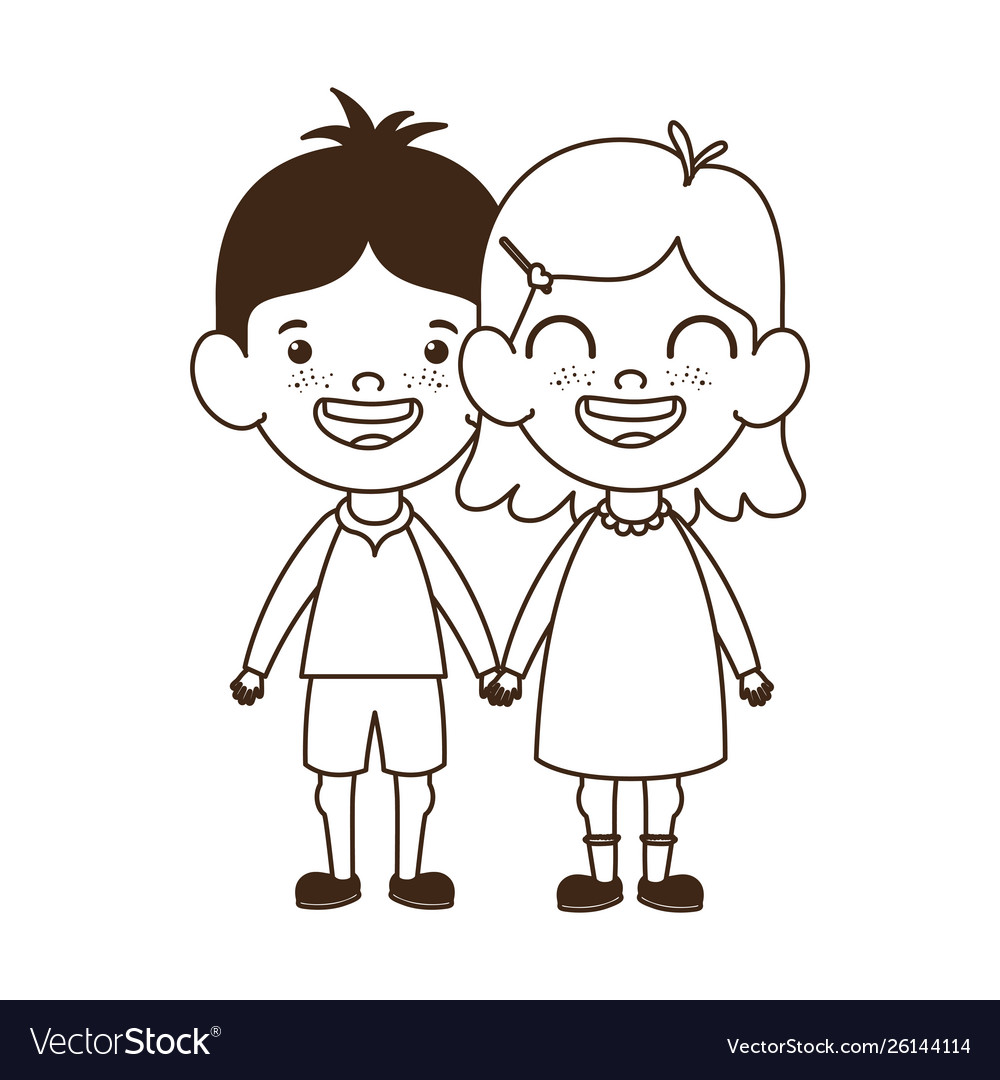 Silhouette couple baby standing smiling Royalty Free Vector