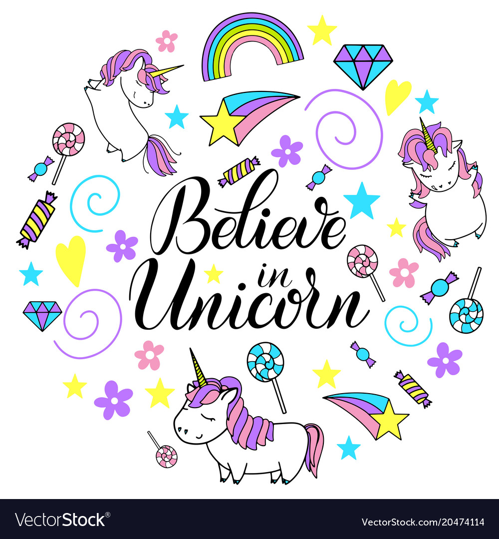 Unicorn cute lettering