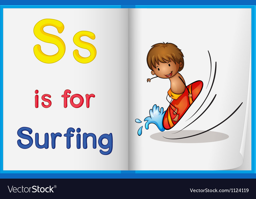 A picture of surfing in book Royalty Free Vector Image