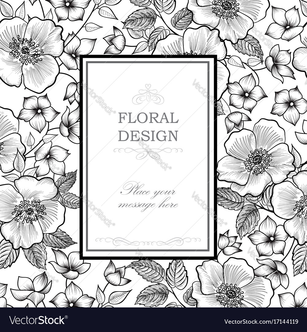 Floral frame greeting card flower bouquet