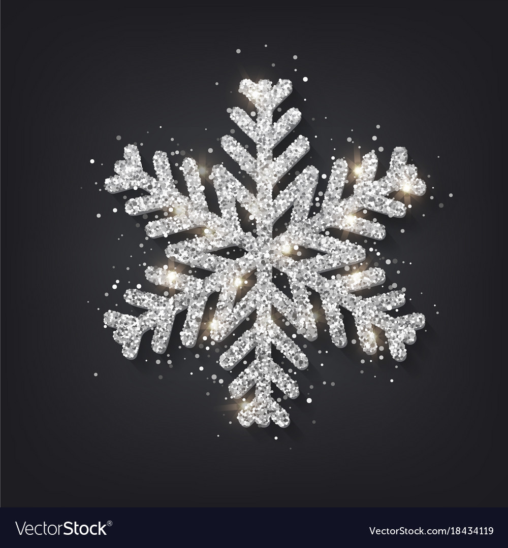 Glitter covered silver snowflake with on Vector Image