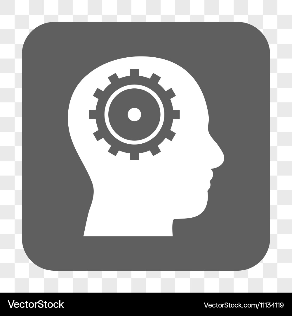 Intellect Rounded Square Button Royalty Free Vector Image