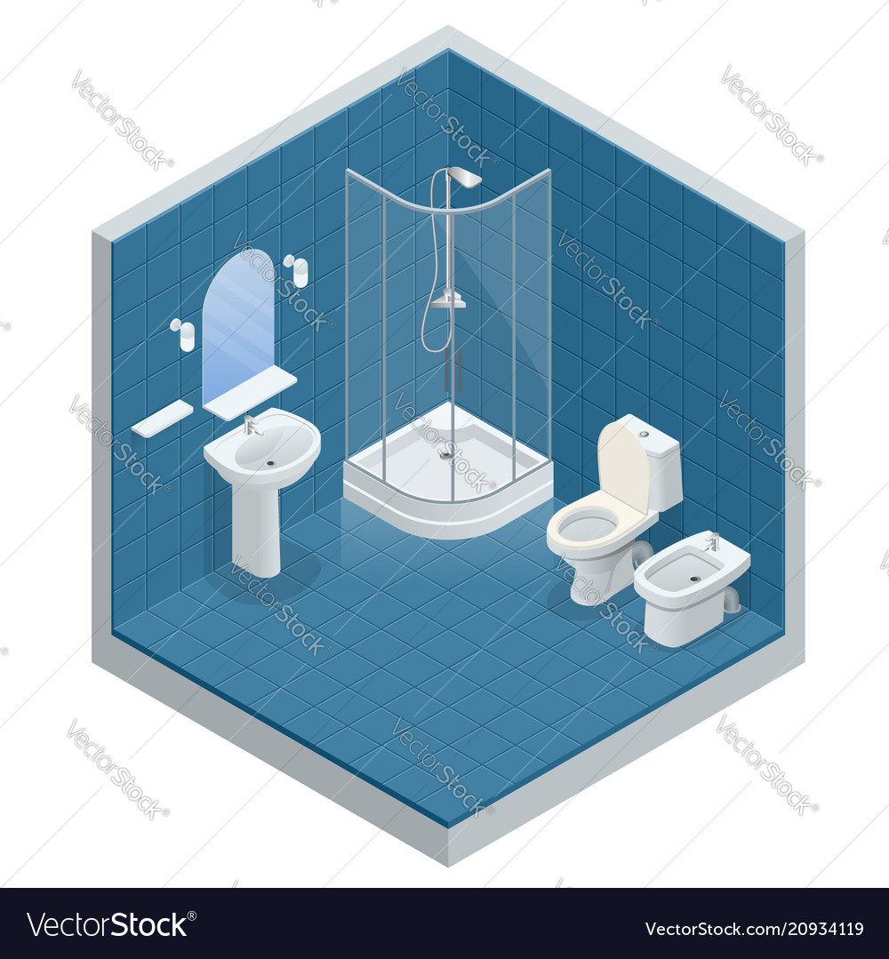 Isometric concept bathroom interior design Vector Image