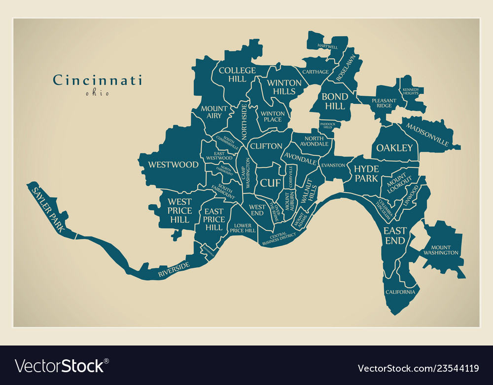 Modern city map cincinnati ohio city of the usa Vector Image