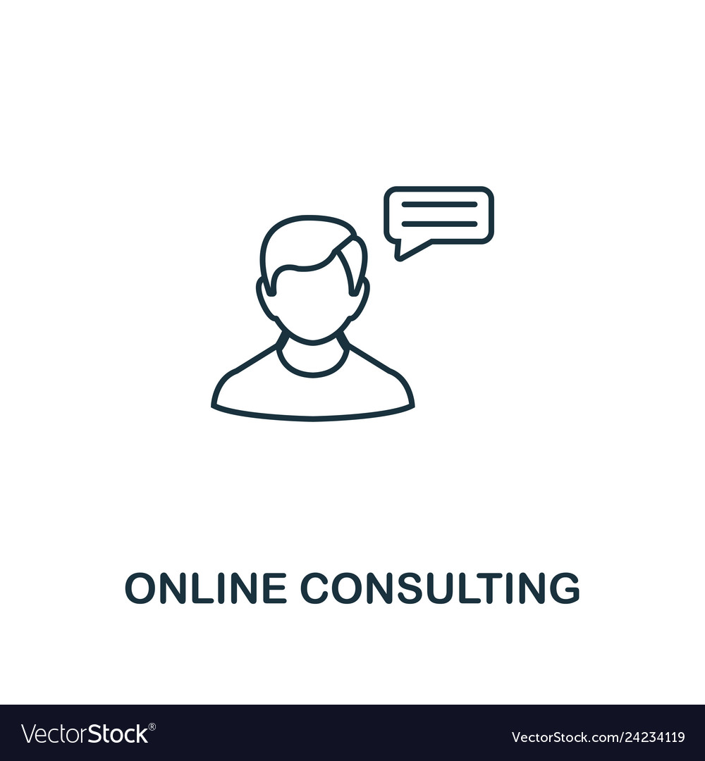 Online consulting icon thin line style symbol