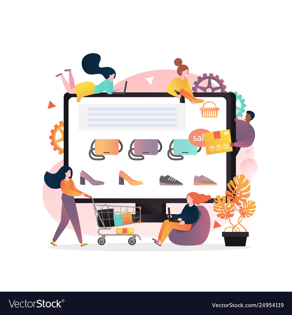 Online Shop Concept For Web Banner Website Vector Image