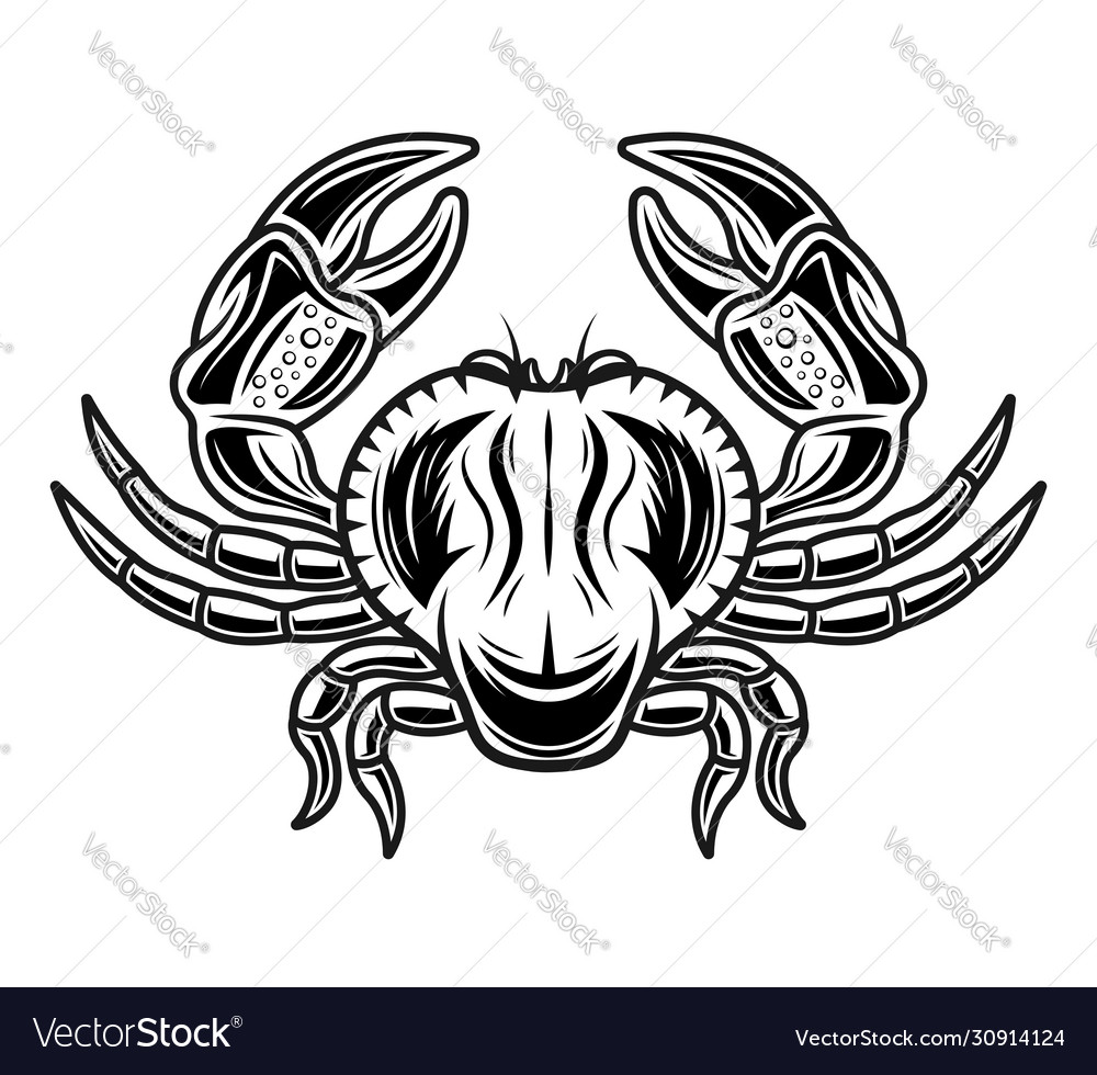 Crab object or element in vintage style Royalty Free Vector