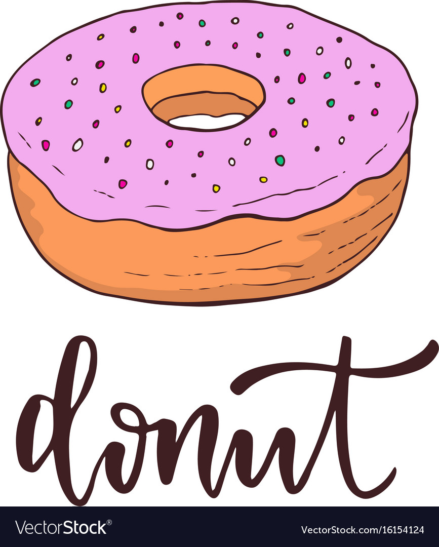 Donut icon art with calligraphic lettering