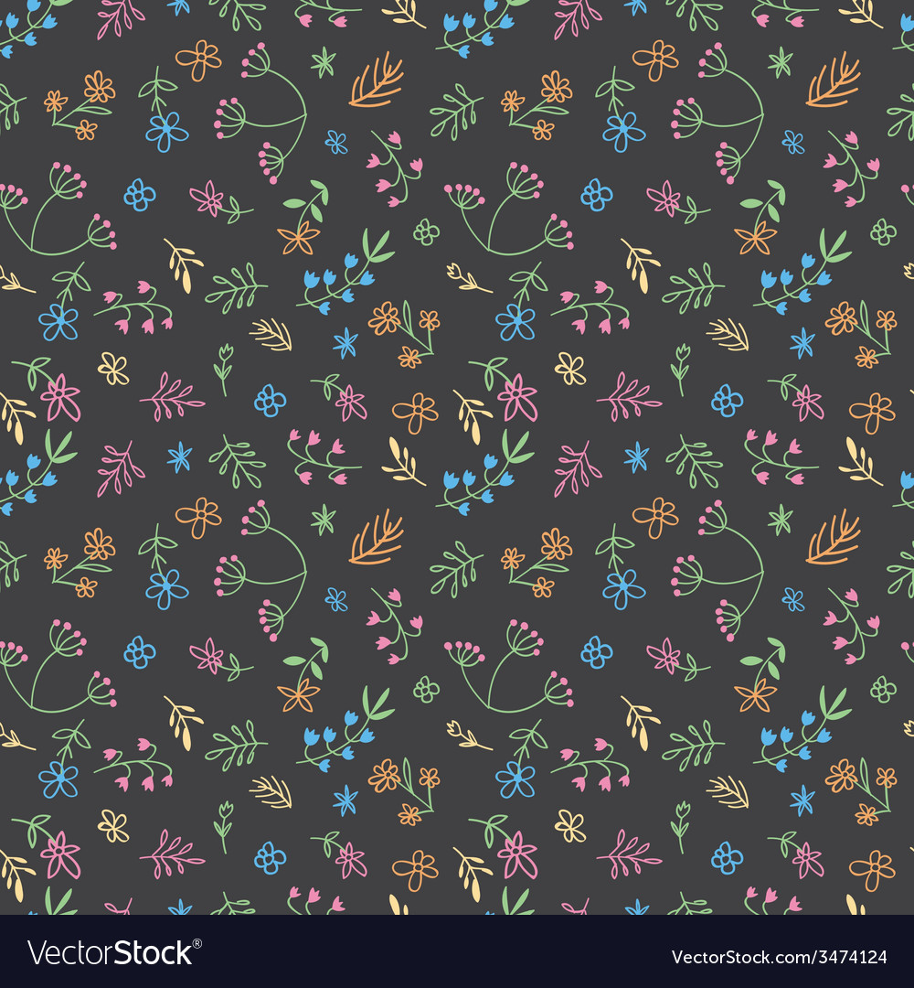 Hand drawn doodle flower seamless pattern