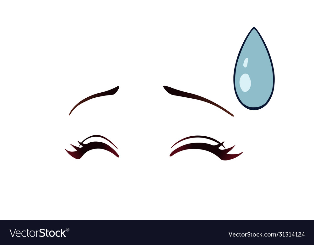 Happy anime style closed eyes blushy cheeks hand Vector Image