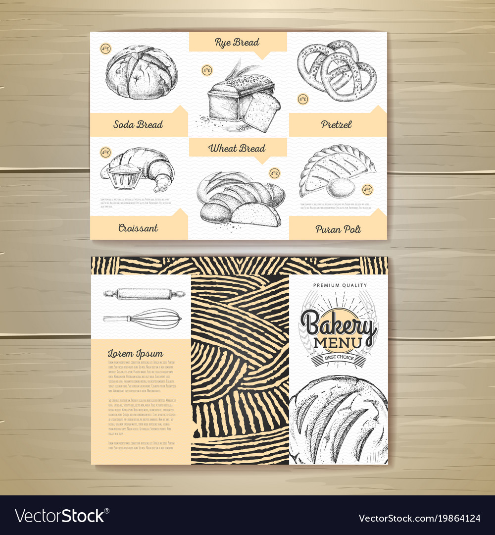 Vintage bakery menu design restaurant