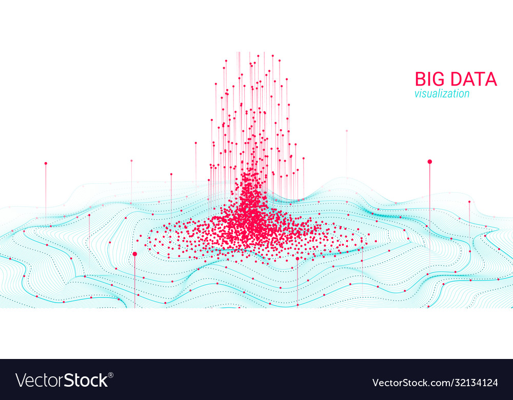 Wave 3d big data visualization analysis Royalty Free Vector
