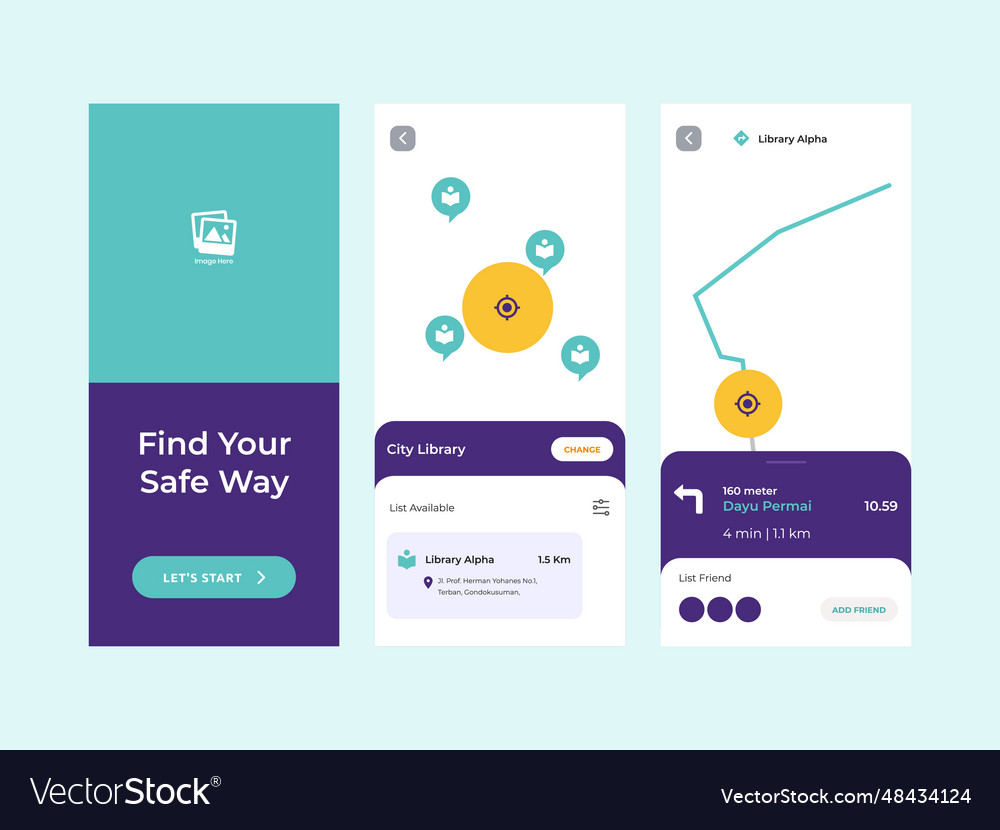 Way user interface design template Royalty Free Vector Image