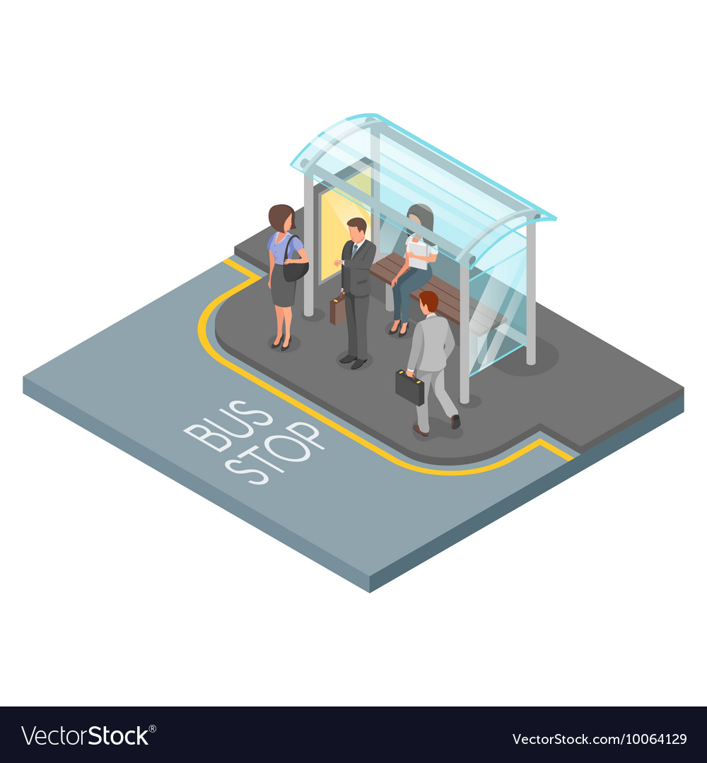 3d isometric of bus stop