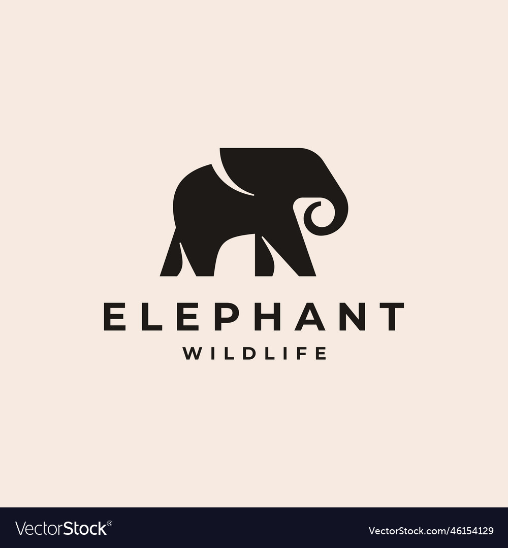 African Wildlife Elephant Logo Template Royalty Free Vector