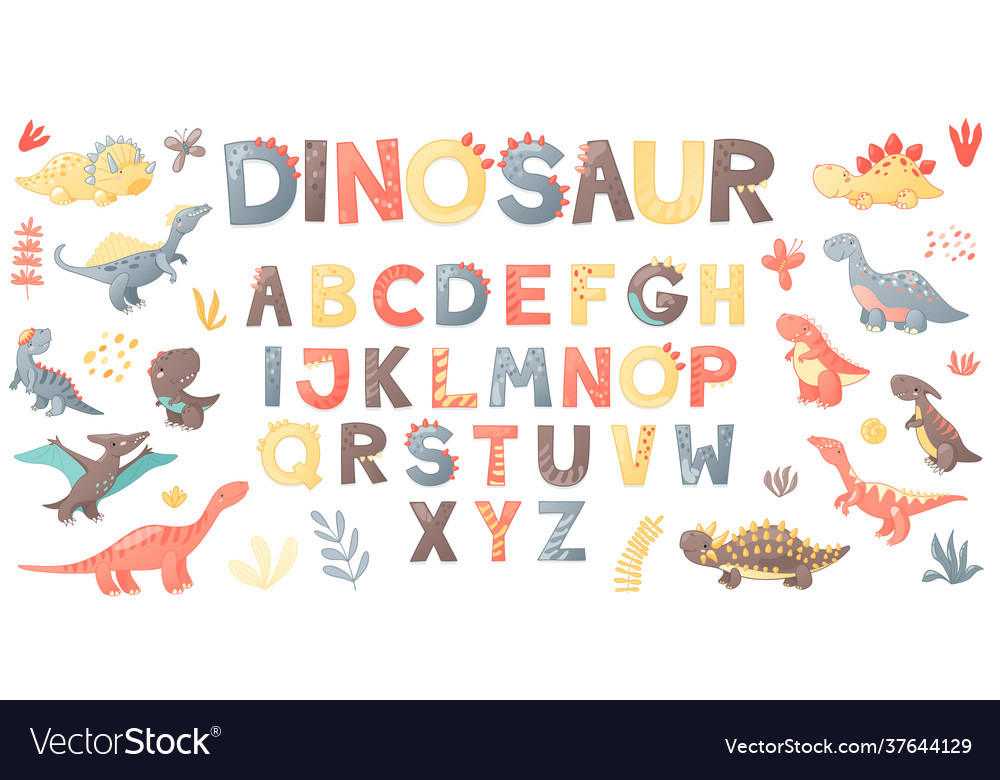 Cartoon cute dinosaur alphabet