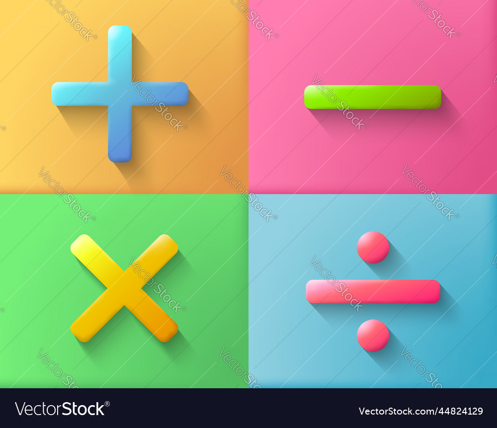 Convex symbol 4 add minus multiplied and divided Vector Image