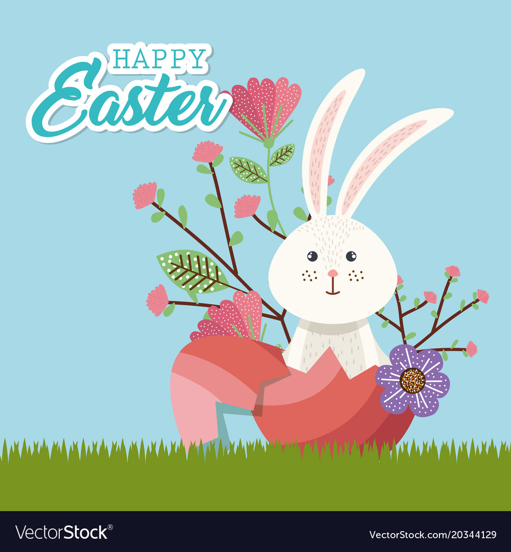 Cute rabbit happy easter card