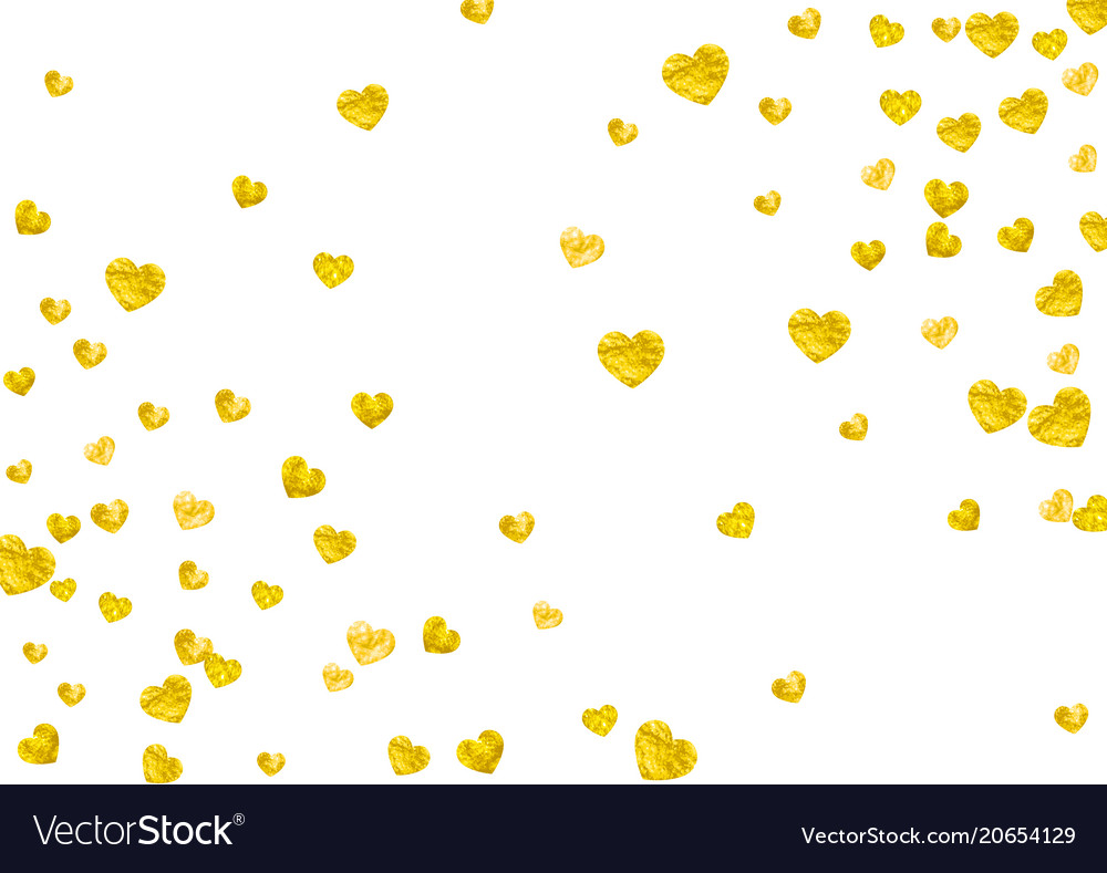 Heart frame background with gold glitter hearts Vector Image