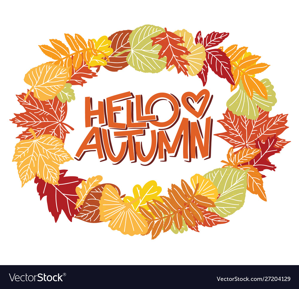 Hello autumn colorful sans serif lettering